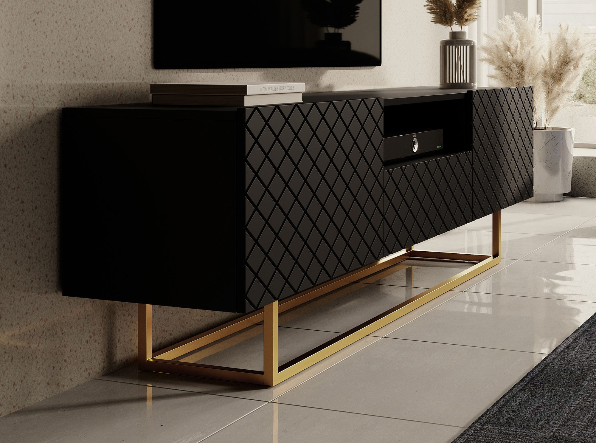 TV-Meubel modern Design met frame zwart 190cm