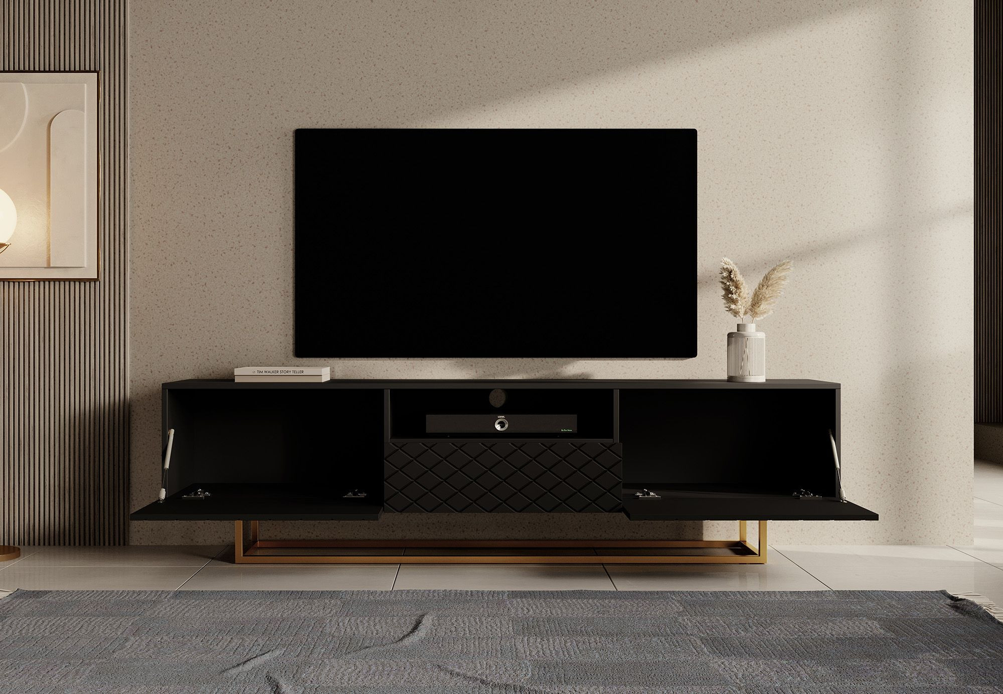 TV-Meubel modern Design met frame zwart 190cm
