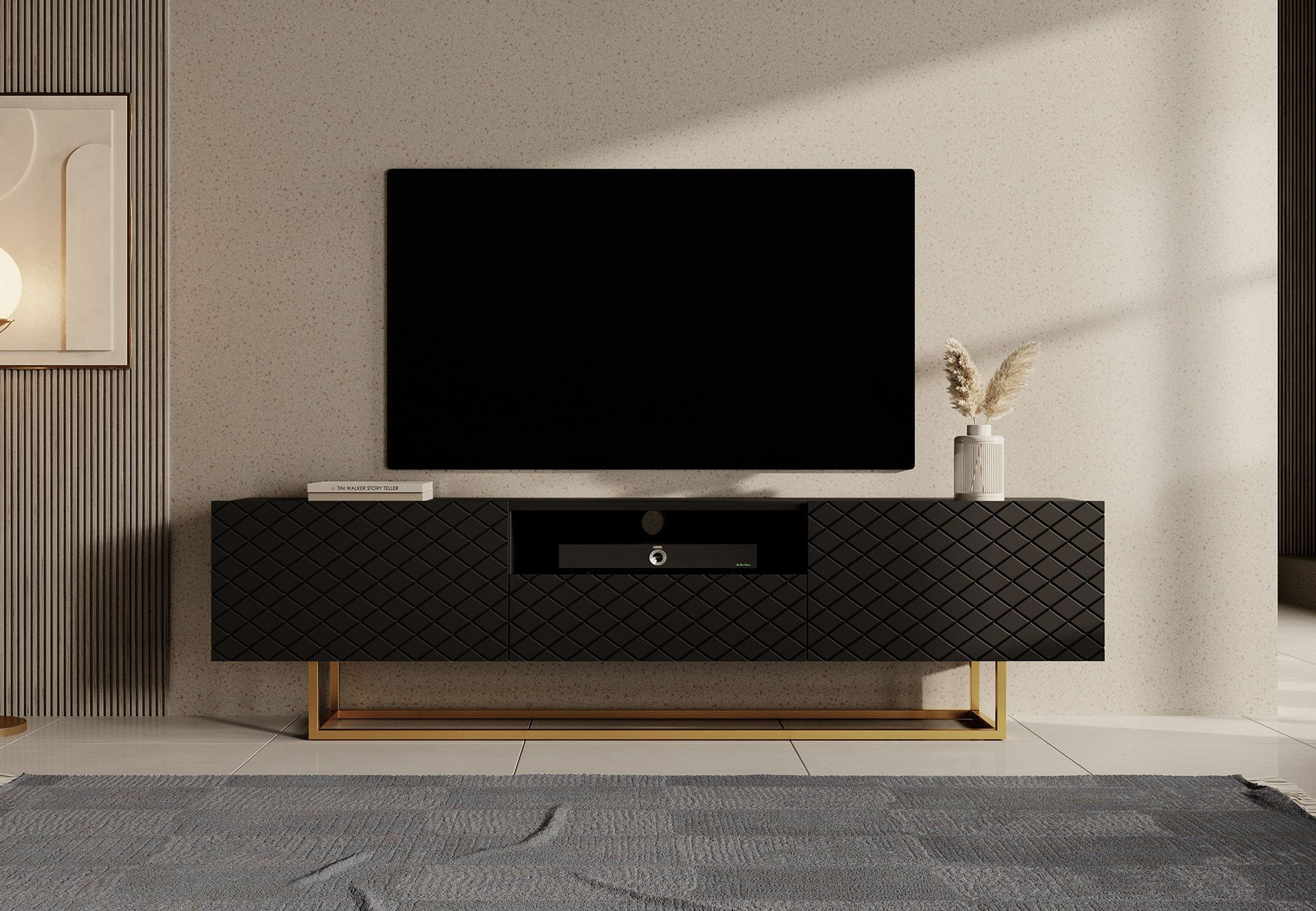 TV-Meubel modern Design met frame zwart 190cm