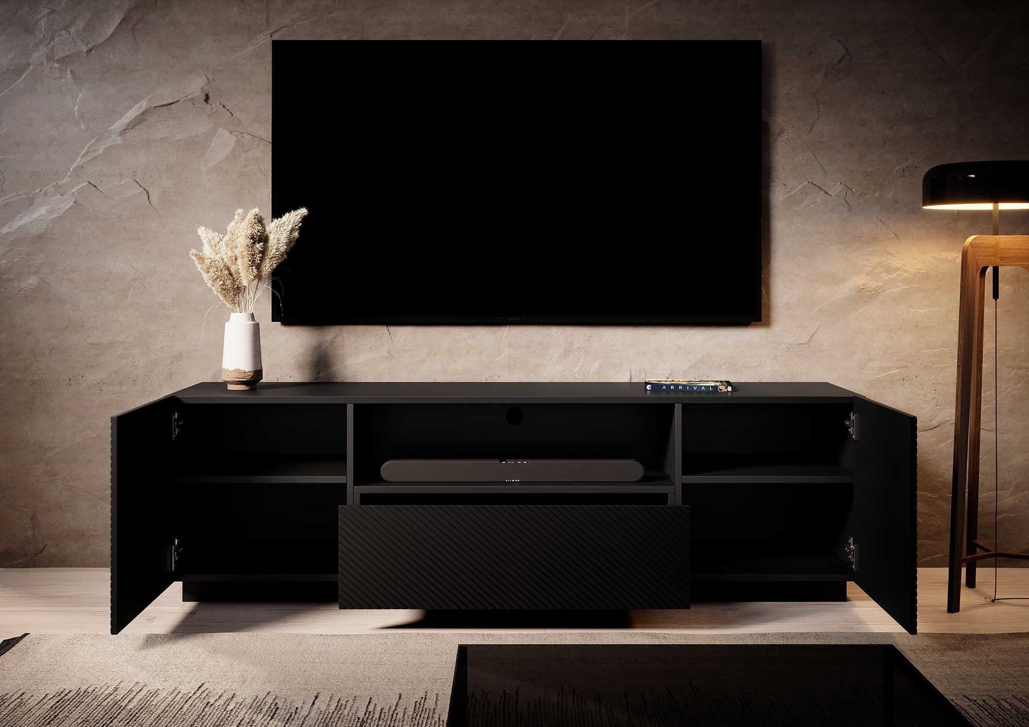 TV-Meubel modern Design met frame zwart 167cm