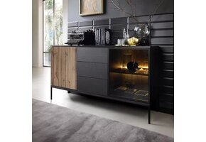 Dressoirs kast modern Design met Latten patroon zwart 154cm