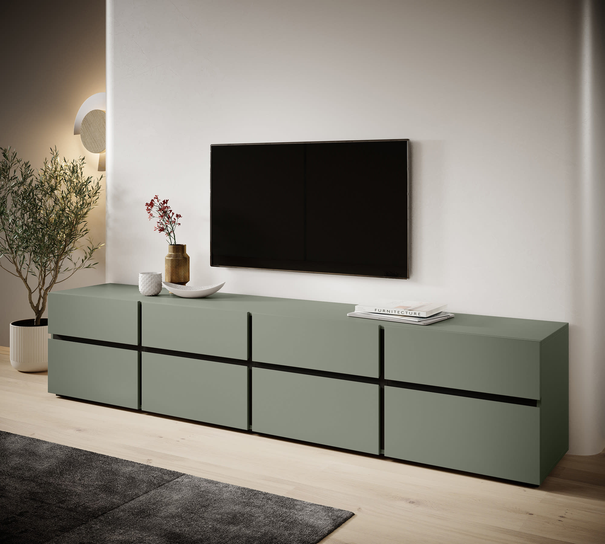 Tv meubel Modern design 224,8x40x48,2 cm Groen