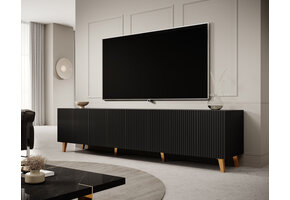 Tv meubel Modern design 201x42x53 cm Latten patroon Zwart