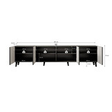 Tv meubel Modern design 201x42x51 cm Latten patroon Zwart