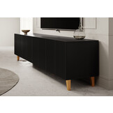 Tv meubel Modern design 201x42x51 cm Latten patroon Zwart