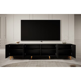 Tv meubel Modern design 201x42x51 cm Latten patroon Zwart