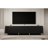 Tv meubel Modern design 201x42x51 cm Latten patroon Zwart