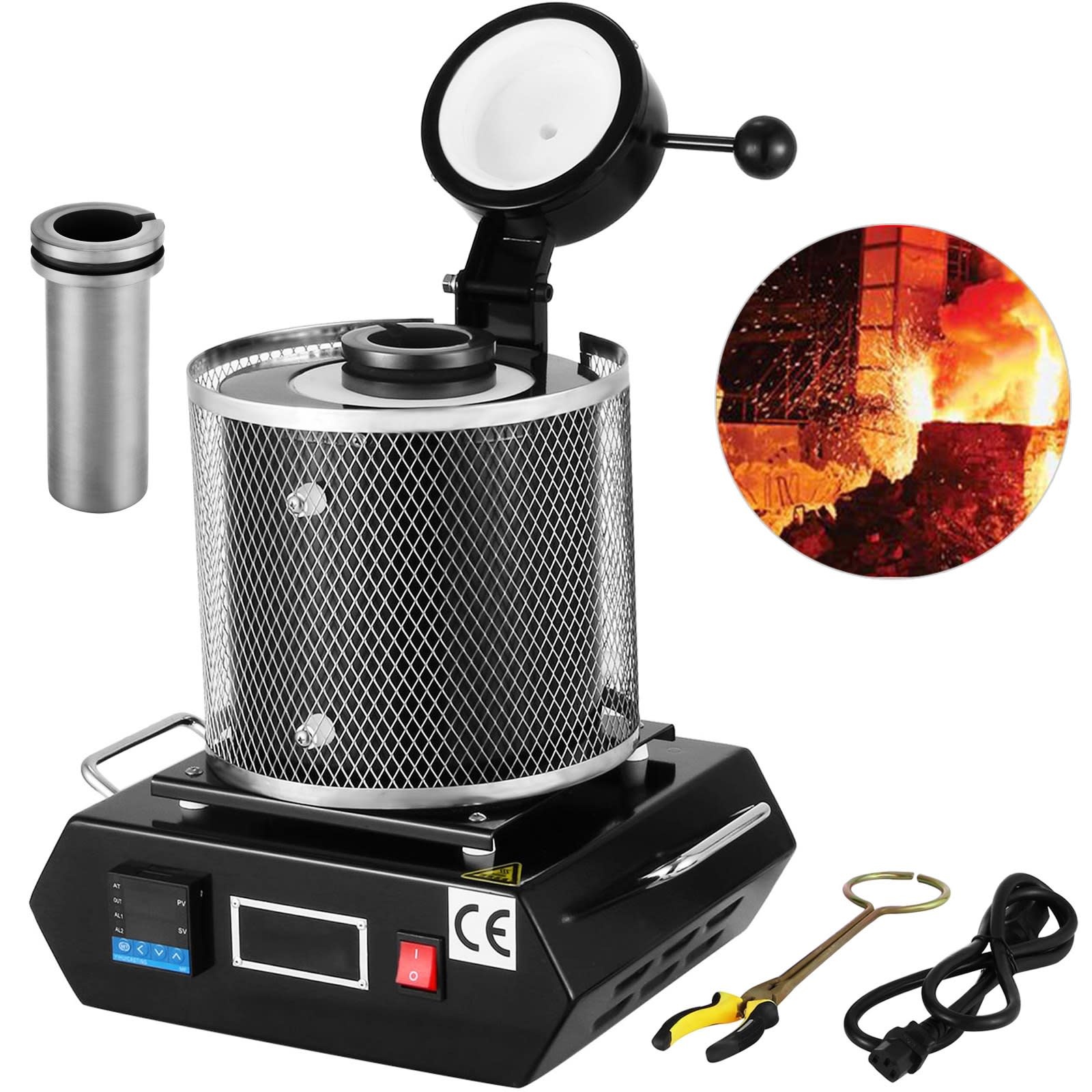 TM Metaalsmeltoven, 3Kg Grafietkroes smeltoven, Digitale goudsmeltovenmachine