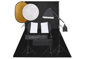 VD Fotostudioset met verlichtingsset, achtergrond en reflector