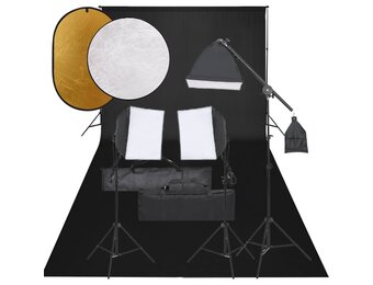 VD Fotostudioset met verlichtingsset, achtergrond en reflector