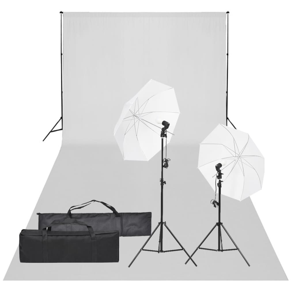 VD Fotostudioset met verlichtingsset en achtergrond