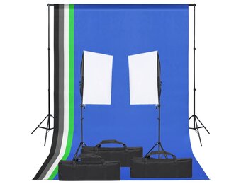 VD Fotostudioset met verlichtingsset en achtergrond
