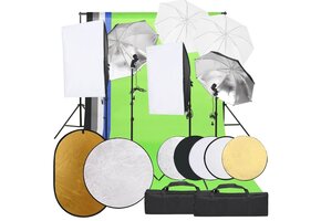 VD Fotostudioset met verlichtingsset, achtergrond en reflector