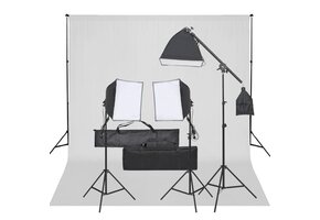 VD Fotostudioset met verlichtingsset en achtergrond