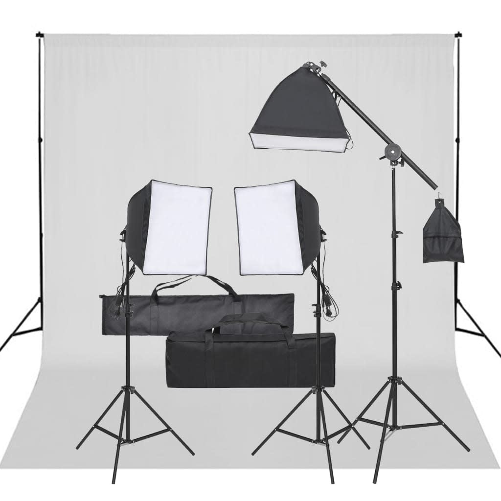 VD Fotostudioset met verlichtingsset en achtergrond