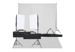 VD Fotostudioset met verlichtingsset en achtergrond
