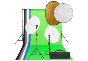VD Fotostudioset met verlichtingsset, achtergrond en reflector