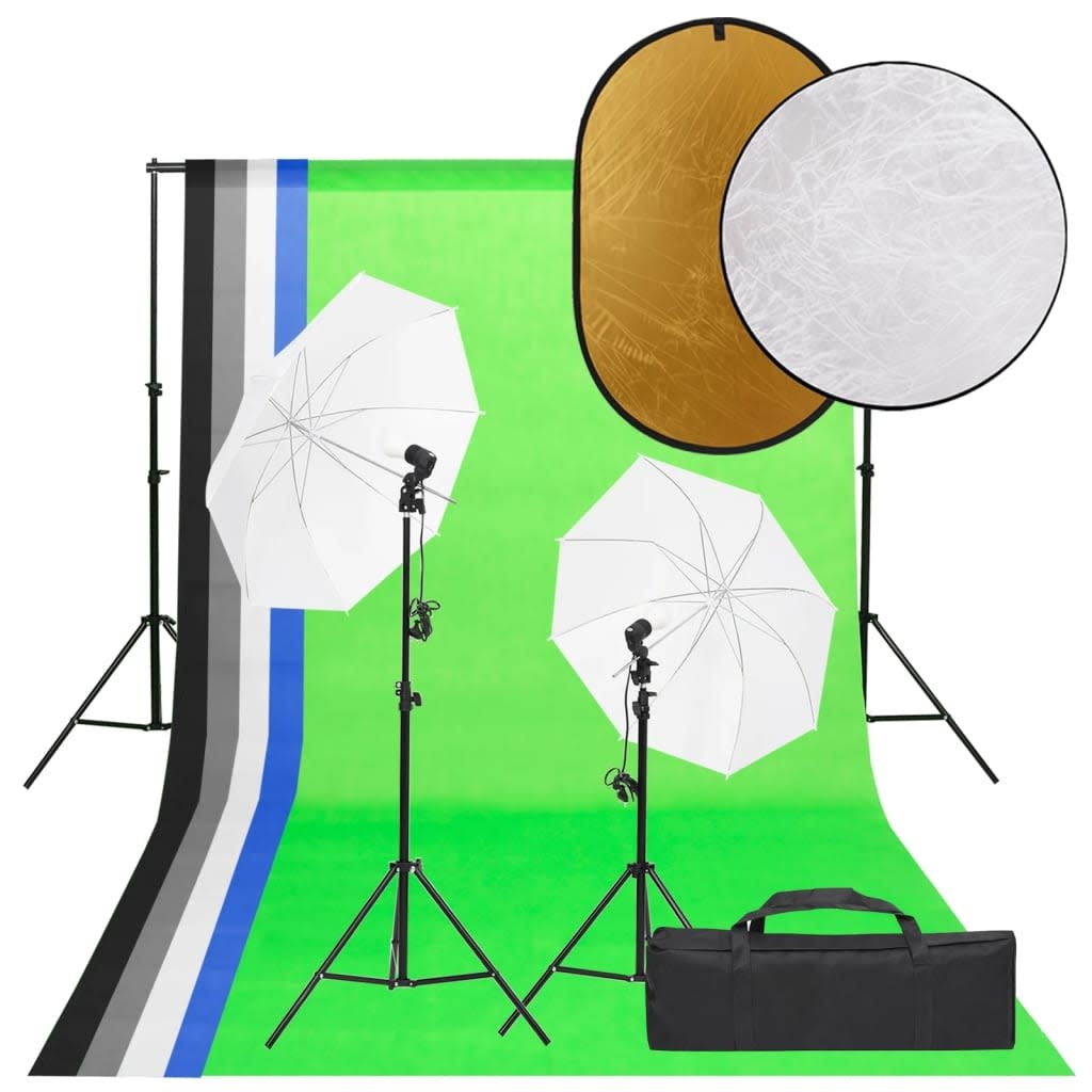 VD Fotostudioset met verlichtingsset, achtergrond en reflector