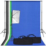 VD Fotostudioset met softboxlamp en achtergrond