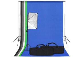 VD Fotostudioset met softboxlamp en achtergrond