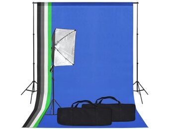 VD Fotostudioset met softboxlamp en achtergrond