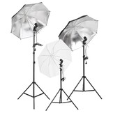 VD  Fotostudioset met verlichtingsset en achtergrond