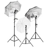 VD  Fotostudioset met verlichtingsset en achtergrond