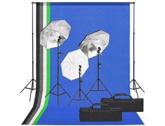 VD Fotostudioset met verlichtingsset en achtergrond