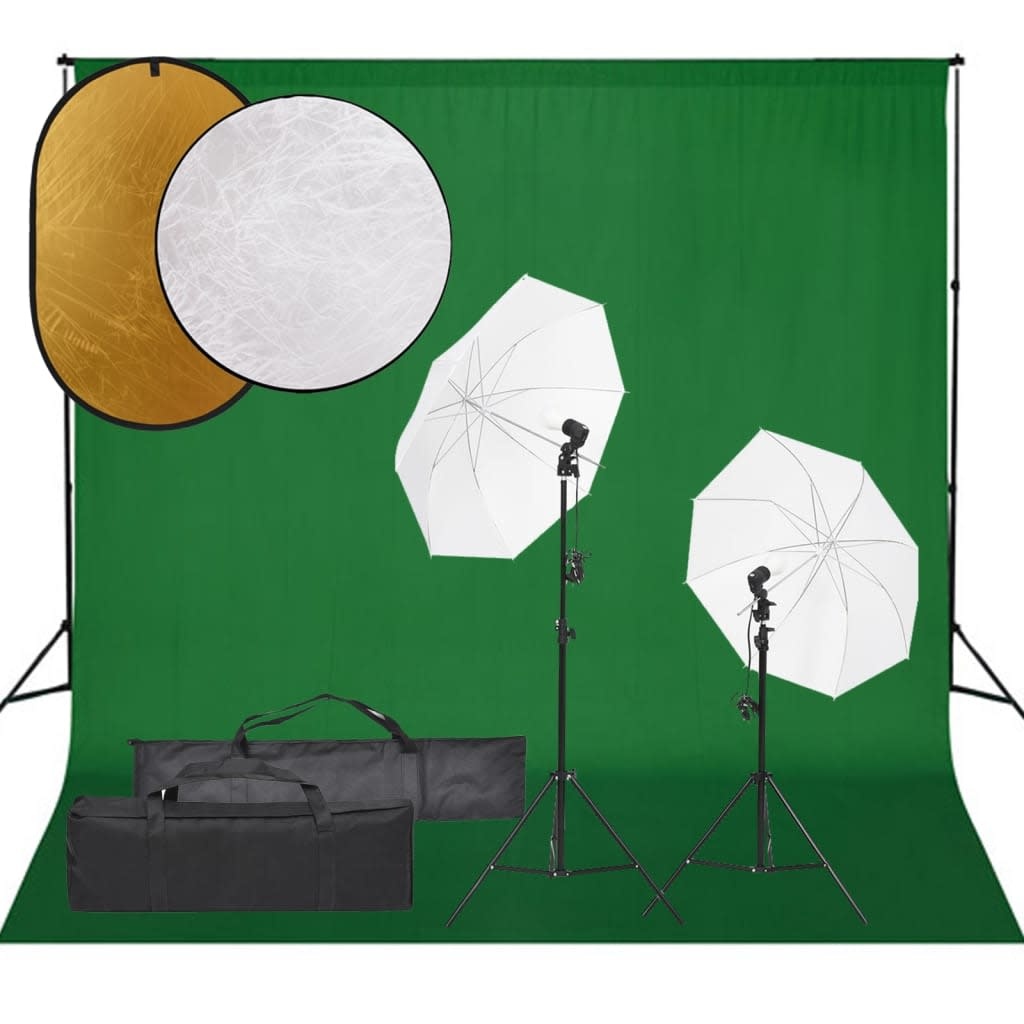 VD Fotostudioset met verlichtingsset, achtergrond en reflector