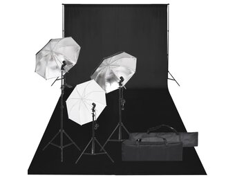 VD Fotostudioset met verlichtingsset en achtergrond