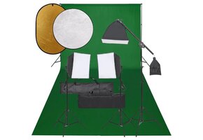 VD Fotostudioset met verlichtingsset, achtergrond en reflector