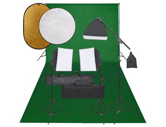 VD Fotostudioset met verlichtingsset, achtergrond en reflector