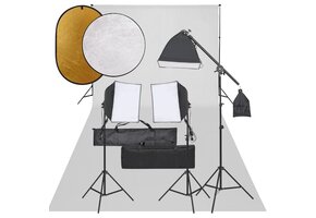 VD Fotostudioset met verlichtingsset, achtergrond en reflector