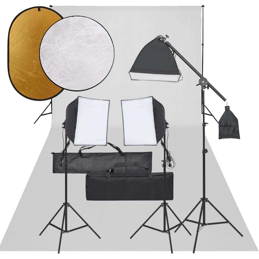 VD Fotostudioset met verlichtingsset, achtergrond en reflector