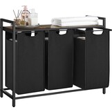 Wasmand met 3 vakken , Wassorteerder , 114L , vintage Bruin en Zwart