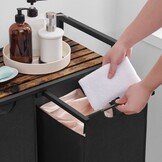 Wasmand met 3 vakken , Wassorteerder , 114L , vintage Bruin en Zwart
