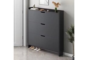 Schoenenkast 99x17x115 cm bewerkt zwart