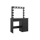 Make up tafel , Kaptafel met LED-verlichting 95x43x149 cm Zwart