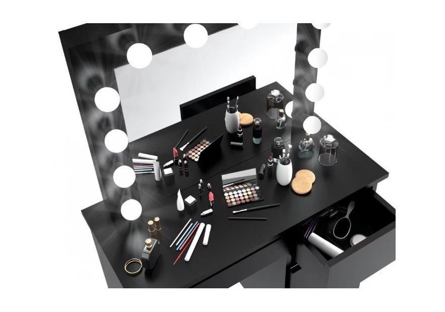 Kaptafel met LED-verlichting 95x43x149 cm Zwart