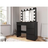 Make up tafel , Kaptafel met LED-verlichting 95x43x149 cm Zwart