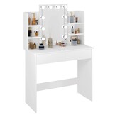 Make up tafel , Kaptafel met LED-verlichting 96x40x142 cm wit