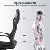 Bureaustoel ergonomisch , Gamestoel , zwart met Rood , verstelbaar