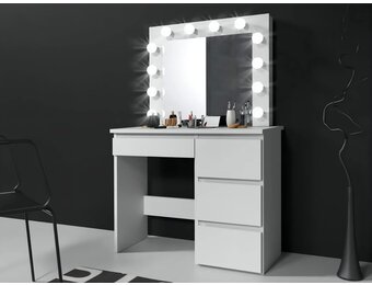 Make up tafel , Kaptafel met LED-verlichting 95x43x149 cm wit