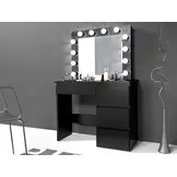 Make up tafel , Kaptafel met LED-verlichting 95x43x149 cm Zwart