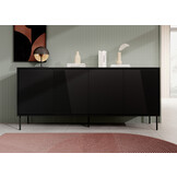 TM Dressoir gestreept Mat zwart 200 cm