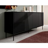 TM Dressoir gestreept Mat zwart 200 cm