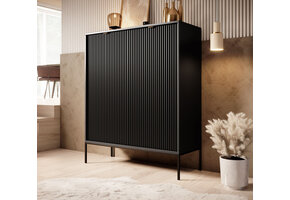 TM Dressoir gestreept zwart  hoog 104 cm