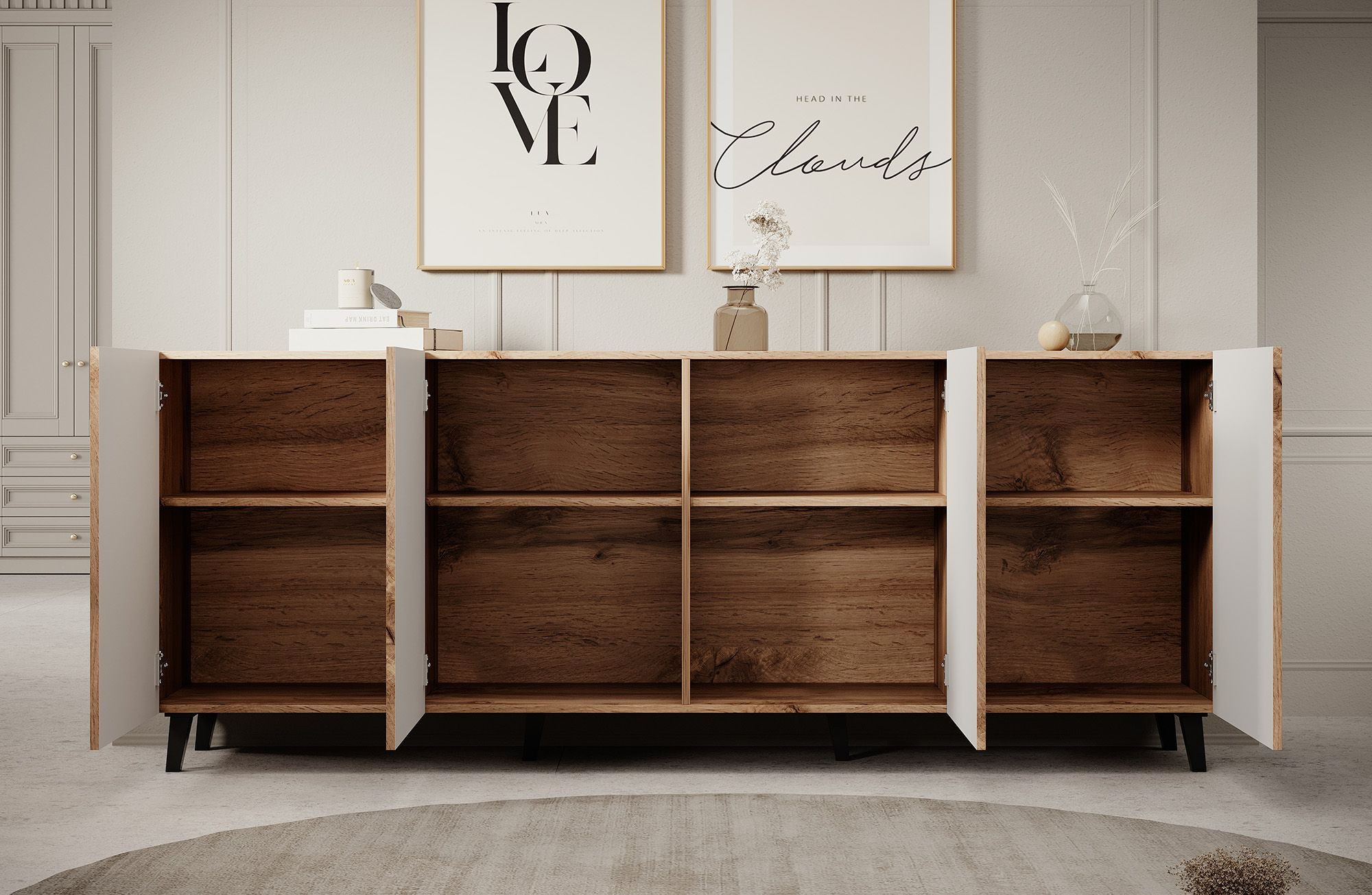 TM Dressoir gestreept eiken 200 cm