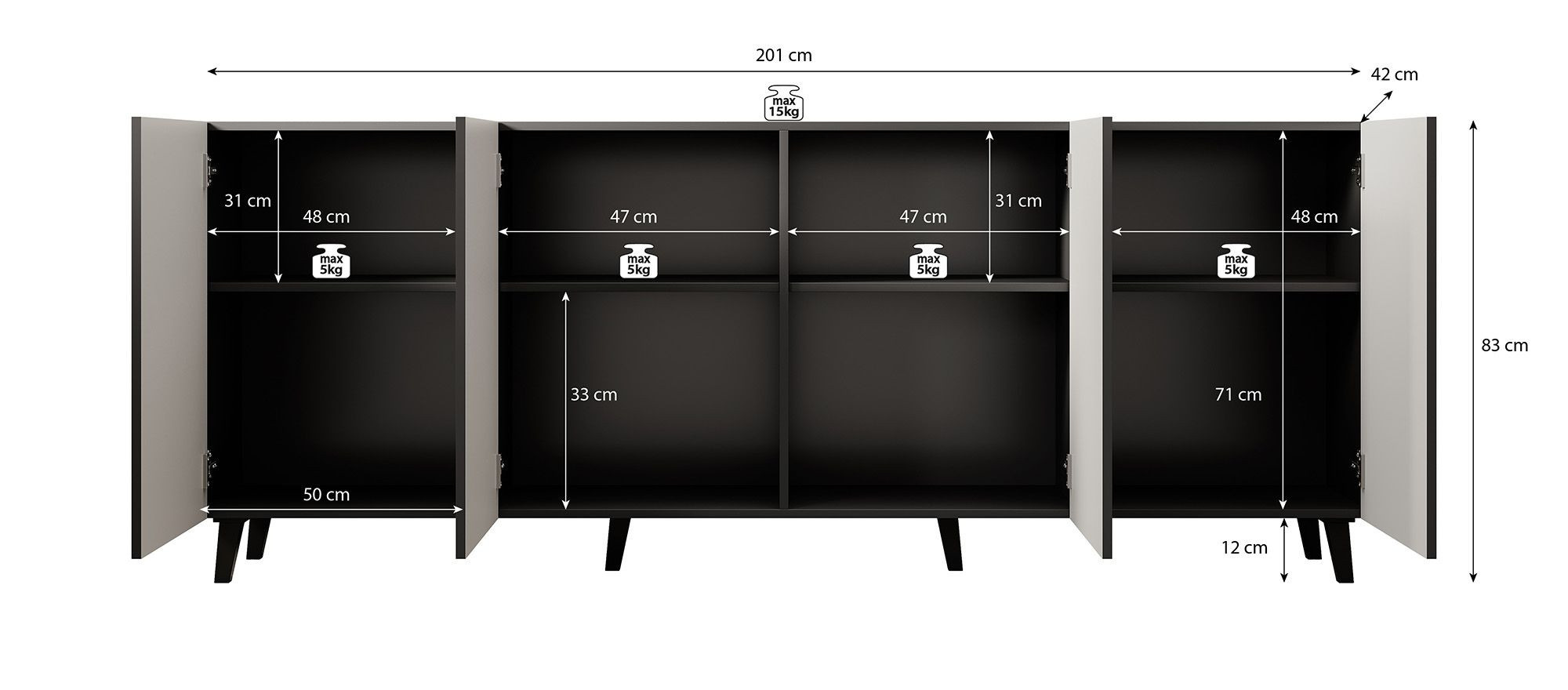 TM Dressoir gestreept eiken 200 cm