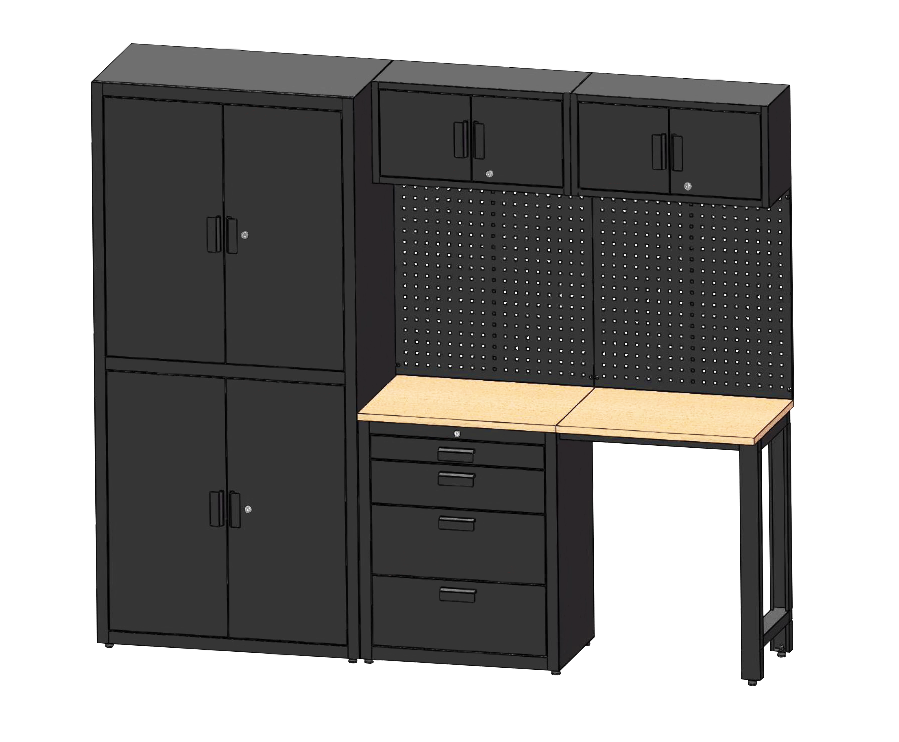TM Premium werkplaatssysteem , 8-delig , mat zwart